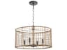 Quorum Abaca 4-Light Matte Black Brown Drum Pendant