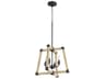 Quorum Alpine 4-Light Noir Driftwood Black Candelabra Geometric Chandelier