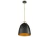 Quorum Jamie 1-Light Matte Black W Aged Brass Bell Pendant