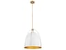 Quorum Jamie 3-Light Studio White Aged Brass Bell Pendant