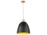 Quorum Jamie 3-Light Matte Black Aged Brass Bell Pendant