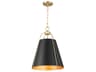 Quorum Ellen 1-Light Matte Black Aged Brass Drum Pendant