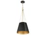 Quorum Denise 1-Light Matte Black W Aged Brass Drum Pendant