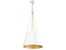 Quorum Denise 3-Light Studio White W Aged Brass Drum Pendant