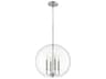 Quorum 4-Light Satin Nickel Glass Candelabra Globe Chandelier