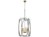 Quorum Bishop 6-Light Matte Black Brushed Brass Lantern Pendant