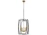 Quorum Bishop 5-Light Matte Black Brushed Brass Lantern Pendant