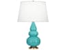 Robert Abbey Small Triple Gourd Egg Blue Glazed Table Lamp