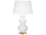 Robert Abbey Triple Gourd Daisy Glazed White Buffet Lamp