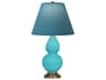 Robert Abbey Small Double Gourd Egg Blue Glazed Antique Brass Table Lamp