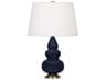 Robert Abbey Small Triple Gourd Midnight Blue Glazed Table Lamp