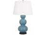 Robert Abbey Triple Gourd Matte Steel Blue Glazed Buffet Lamp