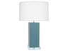 Robert Abbey Harvey Matte Steel Blue Glazed Buffet Lamp