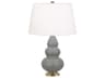 Robert Abbey Small Triple Gourd Matte Smoky Taupe Glazed Gray Table Lamp