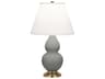 Robert Abbey Small Double Gourd Matte Smokey Taupe Glazed Gray Table Lamp
