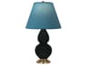 Robert Abbey Small Double Gourd Obsidian Glazed Black Table Lamp