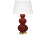 Robert Abbey Triple Gourd Oxblood Glazed Red Buffet Lamp