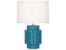 Robert Abbey Dolly Peacock Glazed Textured Blue Table Lamp