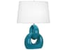 Robert Abbey Fusion Peacock Glazed Polished Nickel Blue Buffet Lamp