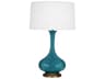 Robert Abbey Pike Peacock Glazed Aged Brass Blue Buffet Lamp