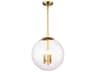 Regina Andrew Cafe 3-Light Natural Brass Glass Globe Mini Pendant
