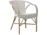 Sika Design Alu Affaire Aluminum Rattan Natural White with Cappuccino dot Almond Madeleine Stackable Outdoor Patio Dining Arm Chair