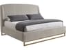 Sunpan Mixt Nevin Polo Club Stone Antique Brass Gray Upholstered King Platform Bed