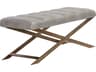 Sunpan Ikon Bravo Metal Antique Brass Gray Faux Leather Accent Bench