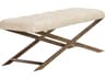 Sunpan Ikon Bravo Cream Antique Brass Faux Leather Accent Bench