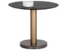 Sunpan Monaco Round Gold Grey Marble Charcoal Dining Table
