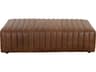 Sunpan Lewin Brown Leather Ottoman