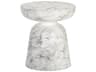 Sunpan Outdoor MIXT Lucida Concrete Marble Look White Round End Table