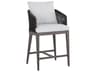 Sunpan Outdoor Capri Teak Wood Smoke Grey Counter Stool in Copacabana Marble