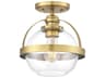 Savoy House Pendleton 1-Light Warm Brass Glass Globe Semi Flush Mount