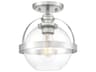 Savoy House Pendleton 1-Light Satin Nickel Glass Globe Semi Flush Mount
