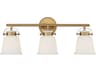 Savoy House Kaden 3-Light Warm Brass Glass Vanity Light
