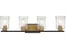 Savoy House Sidney 4-Light Matte Black Warm Brass Glass Vanity Light