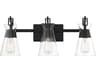 Savoy House Lakewood 3-Light Matte Black Glass Vanity Light