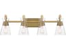 Savoy House Lakewood 4-Light Warm Brass Glass Vanity Light