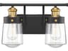 Savoy House Macauley 2-Light Vintage Black Warm Brass Glass Vanity Light