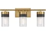 Savoy House Brickell 3-Light Warm Brass Glass Vanity Light