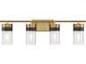 Savoy House Brickell 4-Light Warm Brass Black Glass Vanity Light