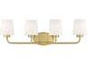 Savoy House Capra 4-Light Warm Brass White Glass Vanity Light