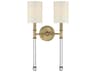 Savoy House Fremont 2-Light Warm Brass Glass Wall Sconce