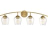 Savoy House Meridian 4-Light Natural Brass Glass Vanity Light
