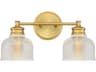 Savoy House Meridian 2-Light Natural Brass Glass Vanity Light