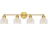 Savoy House Meridian 4-Light Natural Brass Glass Vanity Light
