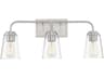 Savoy House Meridian 3-Light Brushed Nickel Glass Vanity Light
