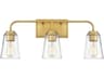 Savoy House Meridian 3-Light Natural Brass Glass Vanity Light