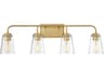 Savoy House Meridian 4-Light Natural Brass Glass Vanity Light